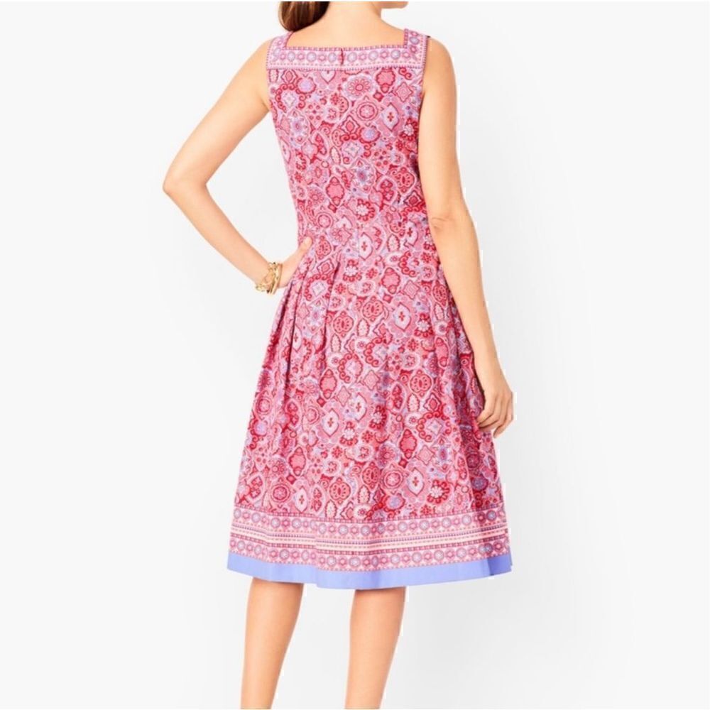 Talbots Women’s Multi Medallion Fit & Flare Square Neck Sleeveless Dress - Picture 12 of 12